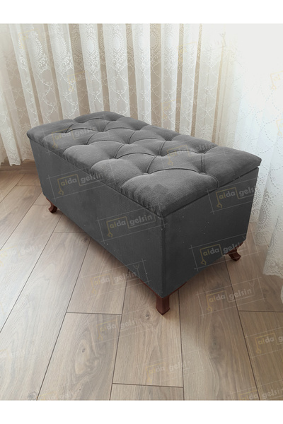 aldagelsin Lüks Sandıklı Kapitoneli Ayakucu Puf Bench 90 cm Ceviz Ayak