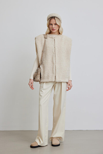 Manuka PLYŠOVÁ VESTA LOLA ECRU