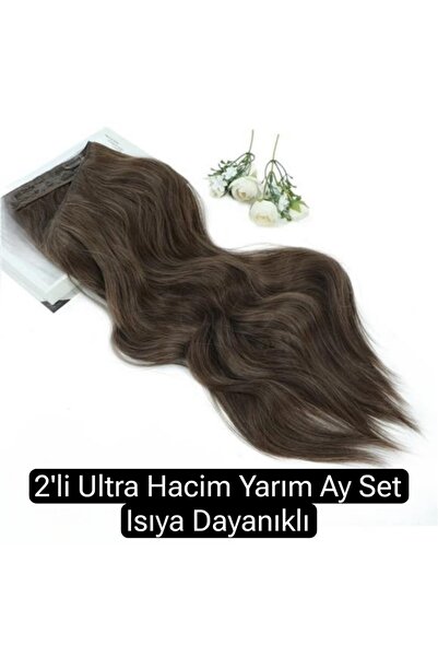 AKOLİFE Tamno smeđi ultra volumenski set od 2 delova za polu-snap frizure - p...