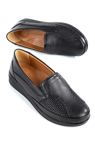 SEHER AYAKKABI Kadın Hakiki Deri Tam Ortopedik Geniş Topuksuz Rahat Anne Ayak...