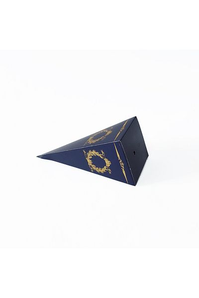 E Elmas Gilded Pattern Printed Mevlüt Candy Cone (25 pieces) Navy Blue - Gold Gilded