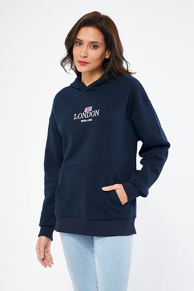 NEWLAKER Унисекс суичър с бродирана качулка Oversize LONDON
