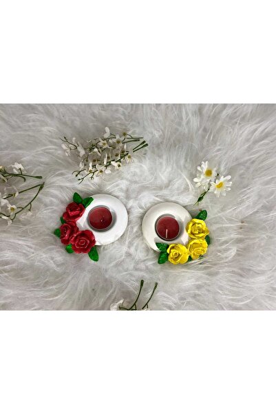 dekoratif güllü mumluk