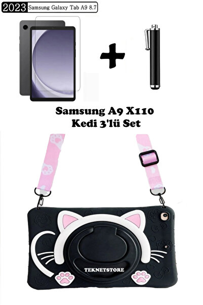 TEKNETSTORE Samsung Galaxy Tab A9 8.7 (2023) Sm-x110 Uyumlu Kedi Çocuk Kılıfı...