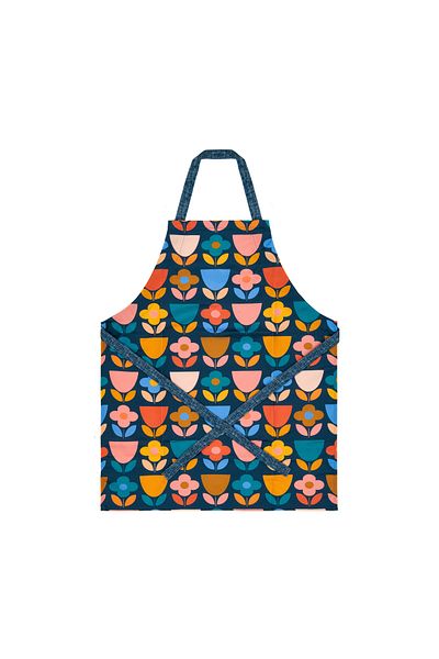 Nuvomon 65X75 cm Colorful Retro Floral Kitchen Apron