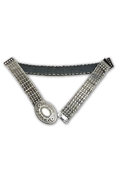 AĞIRSOY Curea elastică pentru femei, paiete metalice, antică