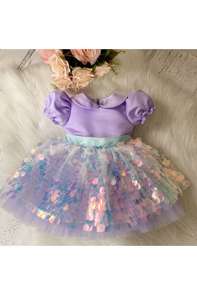 İlknur Karaca Design Rochie de zi de naștere Concept sirenă de culoare liliac mentă