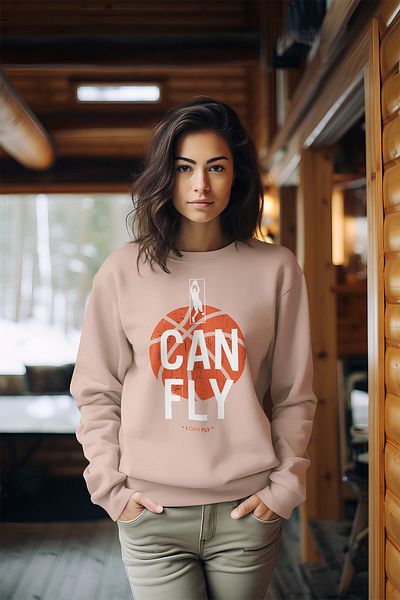 ADABEBEK Γυναικείο φούτερ με λαιμόκοψη Premium Can FLY Basketball Style