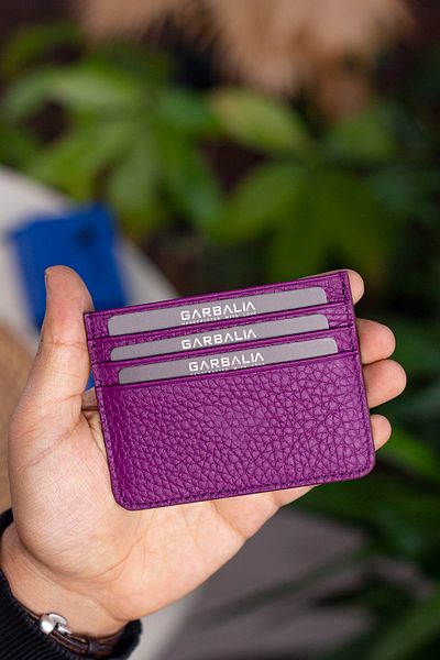 Garbalia Cape Genuine Leather Classic Thin Unisex Purple (Plum) Card Holder