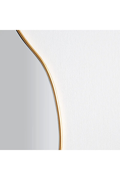 MKS Design Gold Çerçeveli Asimetrik Duvar Dekor Aynası / Asimetrik Ayna / Konsol Aynası / Düzensiz Ayna