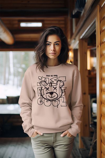 ADABEBEK Γυναικεία φούτερ με λαιμόκοψη Just Be Cool Black Bear