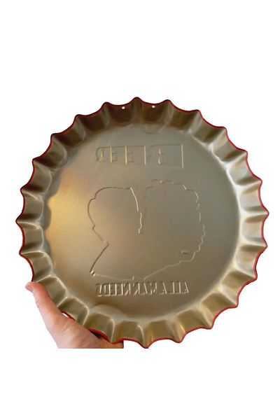CajuArt Decor de pictură metalică cu temă retro de 35 cm în formă de capac