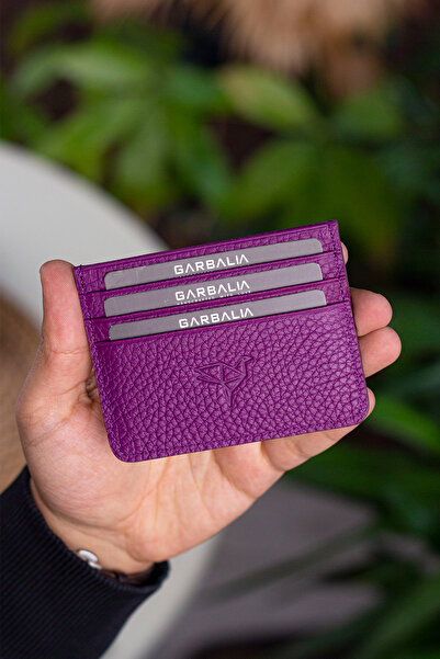 Garbalia Cape Genuine Leather Classic Thin Unisex Purple (Plum) Card Holder
