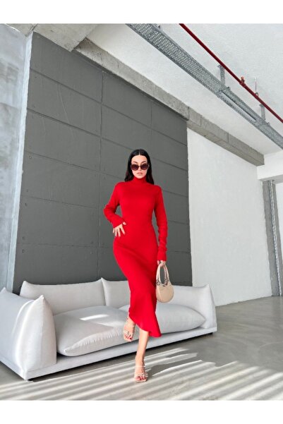 olinda butik Sırt Detaylı Triko Elbise