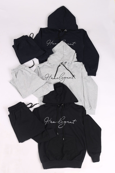 han elegant παιδική φόρμα unisex με λεπτομέρεια γραμματοσειράς τσέπη καγκουρό...