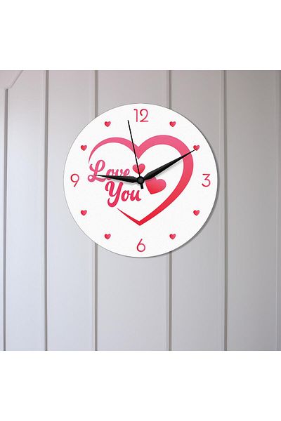 CajuArt Valentine's Day Wooden Wall Clock with Love You Written in Heart