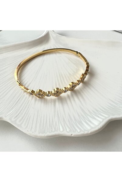 Rare Gold Jewelry V Cleef Çelik Kelepçe Bilezik -gold