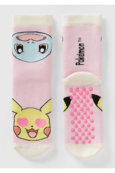 United Colors of Benetton Pink Pokemon Patterned Boys' Anti-slip Socks