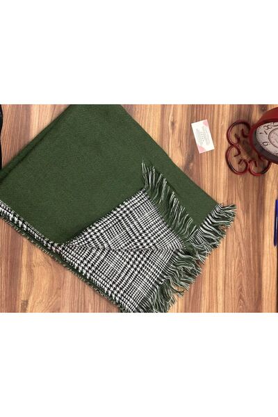 LadyColor Çantadepo Διπλής Όψης Καρό Κασκόλ Σάλι-ώμου Πράσινο