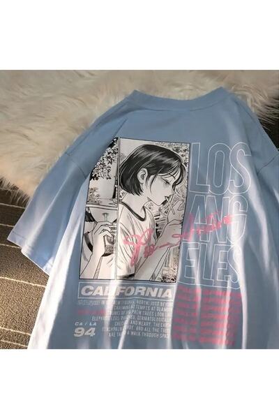 Tarzsokak Μπλουζάκι μπλε unisex με στάμπα στην πλάτη Los Angeles California