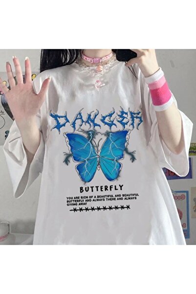 Tarzsokak Бяла унисекс тениска Danger Butterfly