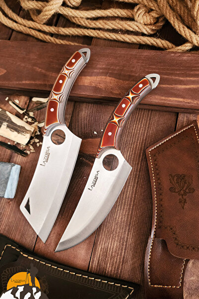 LAZBİSA Outdoor Piknik Çakısı Kamp Bıçak Şef Bıçağı Çakısı 2'li Bıçak Kılıflı...