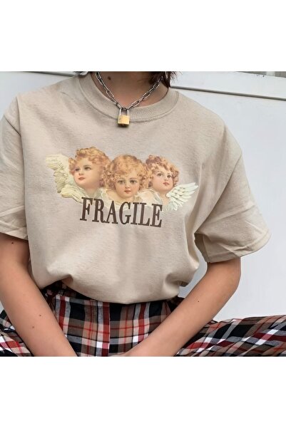 Tarzsokak Μπεζ Unisex Fragile T-Shirt