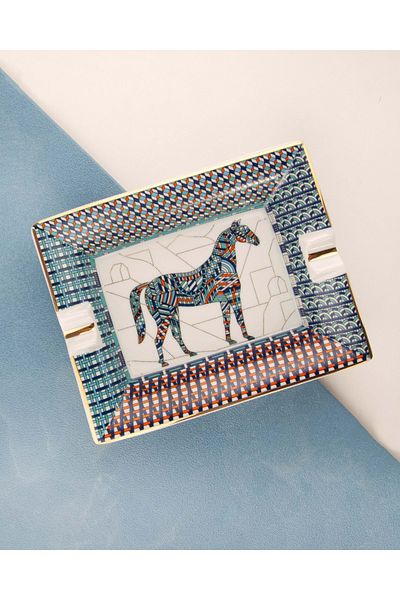 Bursa Porselen Dekor Cheval gold gilded large size porcelain ashtray