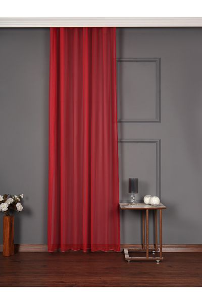 perdealemi Extraform Gathered Red Tulle Curtain Leaded Honeycomb