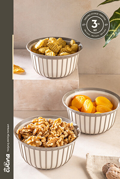 Stile Cucina Linea 3-Piece Practical Snack Bowl Beige 500 ml