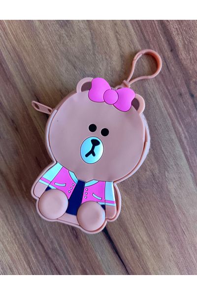 NİLZ Silicone Keychain Wallet with Teddy Bear Figure