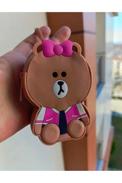 NİLZ Silicone Keychain Wallet with Teddy Bear Figure