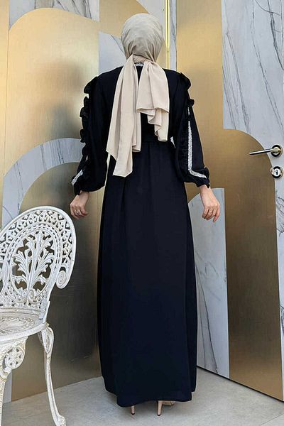 Bym Fashion Lampenanzug mit Rüschenärmeln und Steindetail 8484 Schwarz