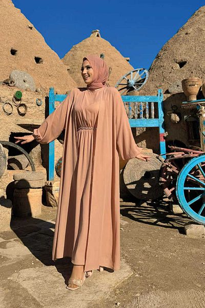 Bym Fashion Φόρεμα με κοσμήματα στη μέση Abaya Suit 8490 Salmon