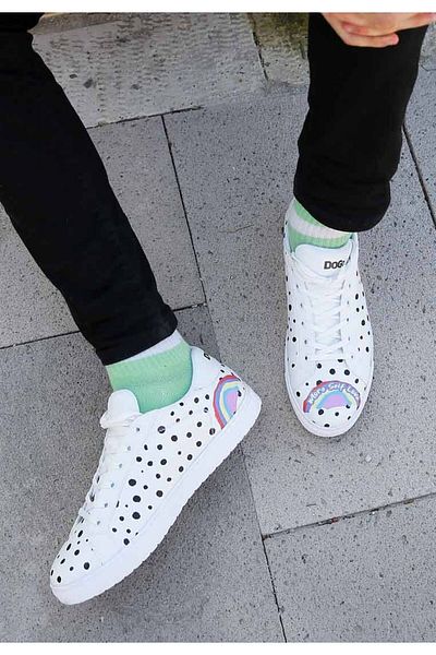 Dogo Ανδρικά Vegan Δερμάτινα Λευκά Casual Sneakers - Περισσότερο Σχέδιο Self Love