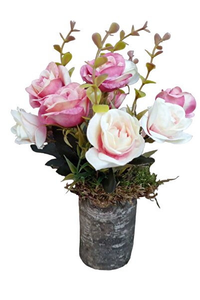 Cennet Home Kütük saksıda Yaban gülü hediyelik masaüstü doğal görünümlü yapay...