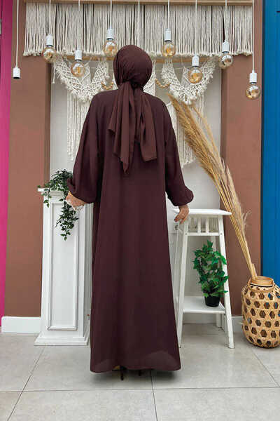 Bym Fashion Φόρεμα με κοσμήματα στη μέση Abaya Suit 8490 Καφέ