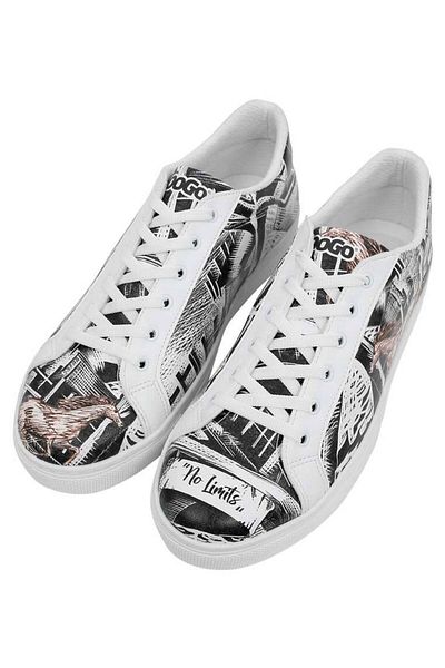 Dogo Ανδρικά Vegan Δερμάτινα Λευκά Casual Sneakers - Σχέδιο No Limits