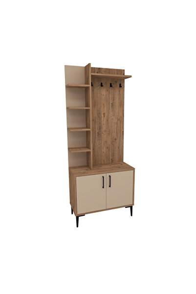 ARNETTİ Julendor 6 Raflı 2 Kapaklı Modern Tasarım Portmanto, Atlantik Çam Bej - Julendor