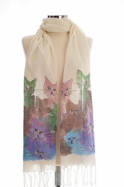 Dosimira Kittens Printed Large Cotton Scarf