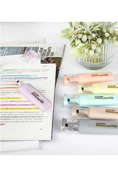 gxin Pastel Highlighter 6 Renk Fosforlu Kalem Seti Şeffaf Kapak