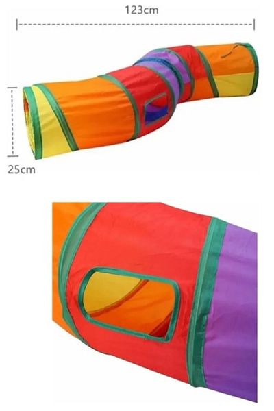 AYGÖREN HOME Rainbow Pattern - S Curved Cat Dog Play Tunnel, Folding Design