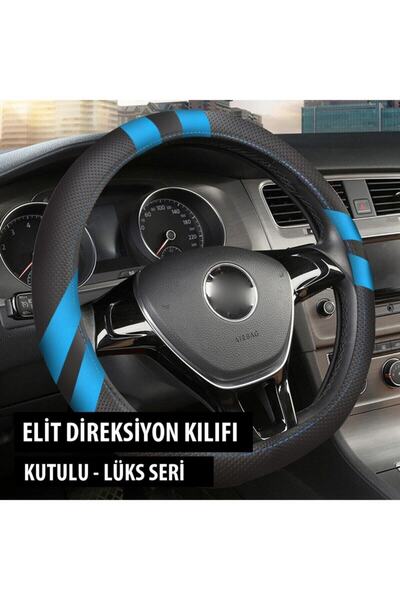GM-DESIGN Elit Geçmeli Direksiyon Kılıfı Mavi