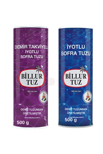 Billur Tuz Demir Takviyeli İyotlu Sofra Tuz Tuzluklu 500 g İyotlu Sofra Tuz T...