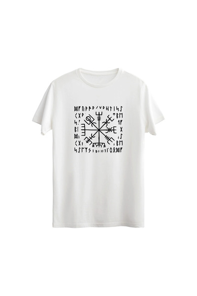 Eastek تي شيرت عادي بنمط بوصلة الفايكنج