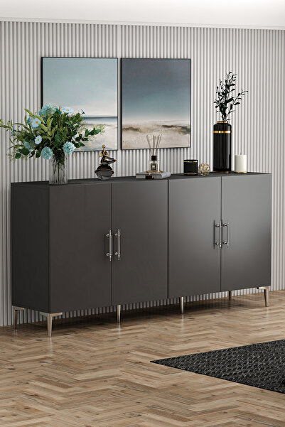 Givayo Mobilya Peri Konsol Antrasit Gümüş