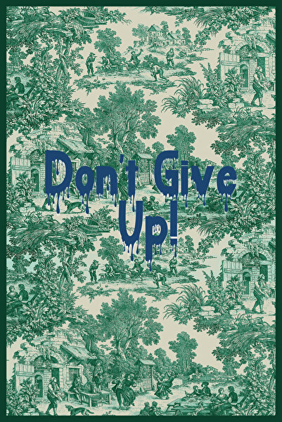 Farah Series Design Green Quit Text Vintage Background Decorative Carpet 3204