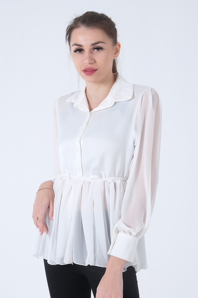 Feminist Transparan Kol Detaylı Bluz Beyaz 3972459