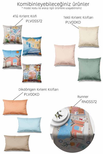 Pilloveland Set de 4 huse de pernă din piele intoarsa cu model Ramadan Street imprimate pe doua fete Ramadan Kareem