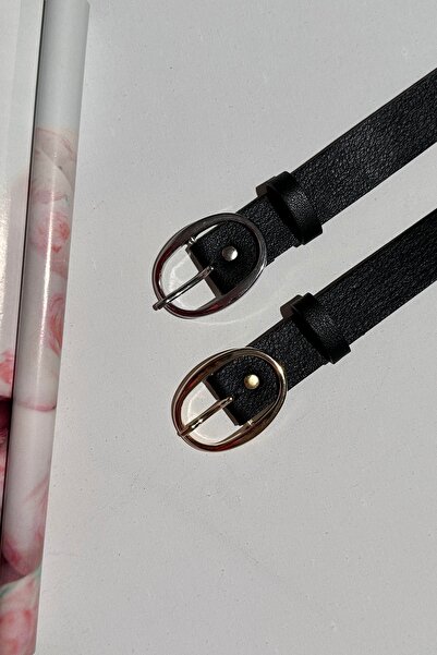 LİA KEMER Pachet de 2 curele cu cataramă elipsă aurie/argintie Curea de talie...